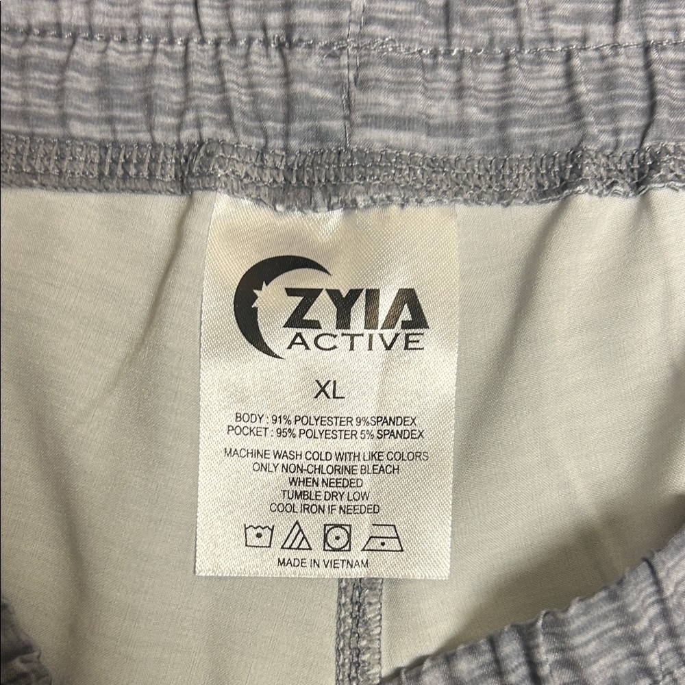 ZYIA Heather Gray Athletic Shorts with Camouflage Trim - Picture 3 of 7